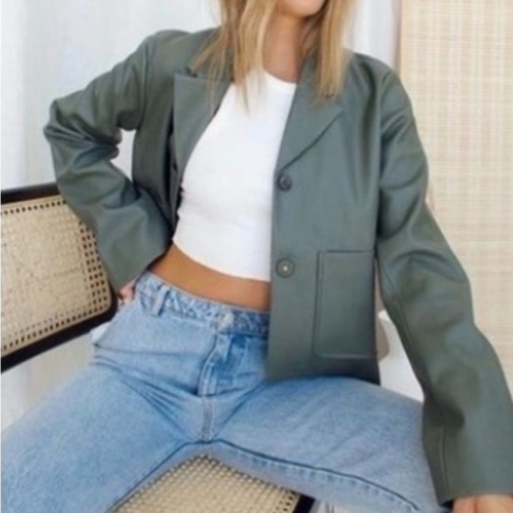 All Row Saint Augustine Vegan Leather Jacket in Moss